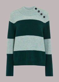 Stripe Button Neck Jumper