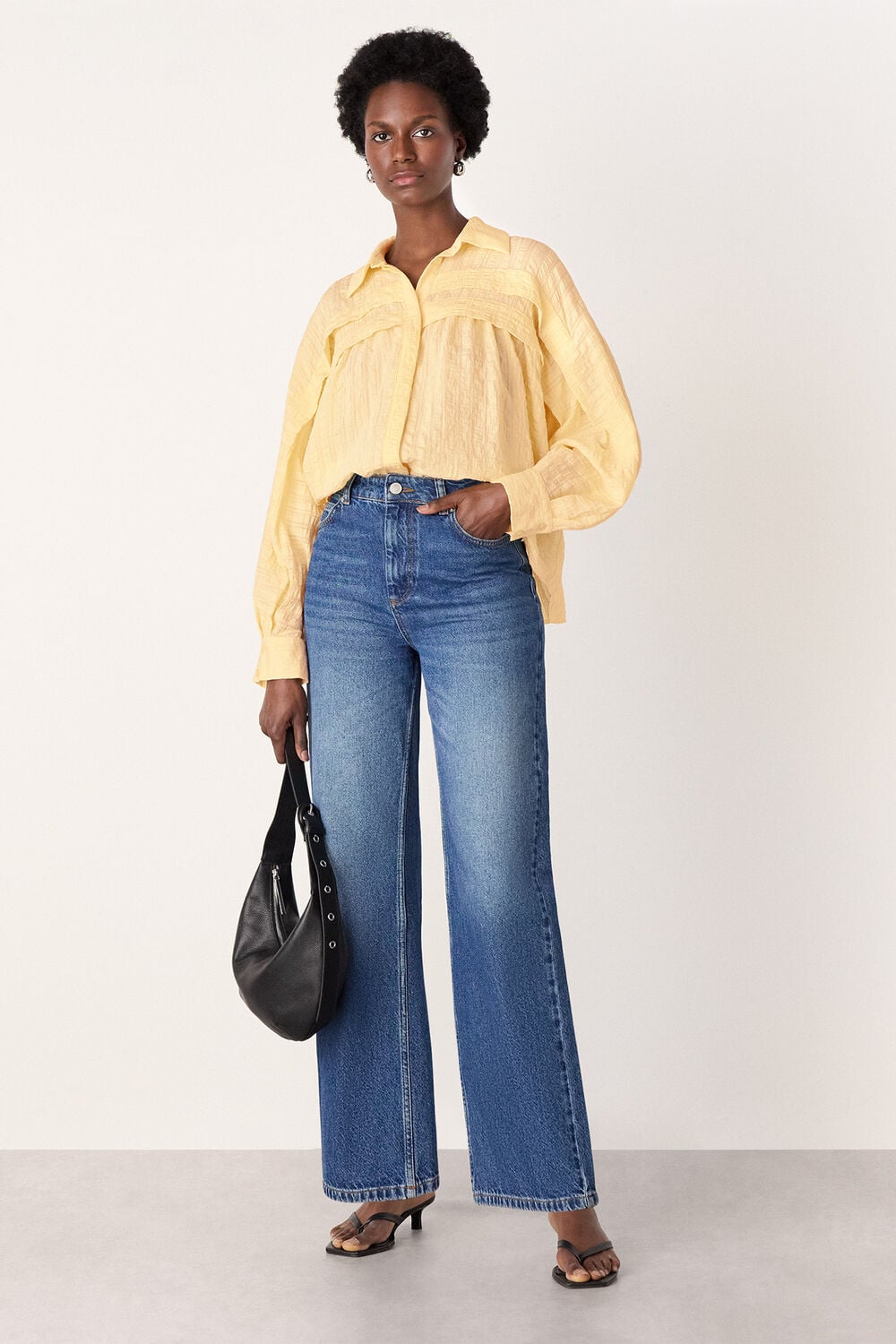 Yellow Textured Frill Detail Blouse