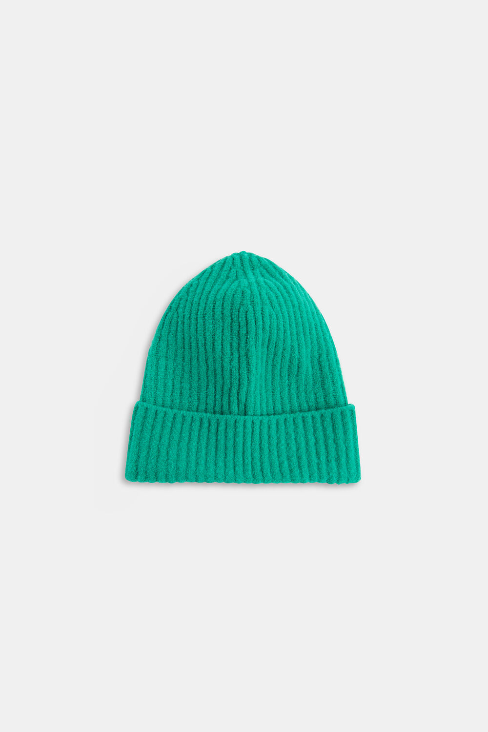 Green Wool Mix Rib Beanie