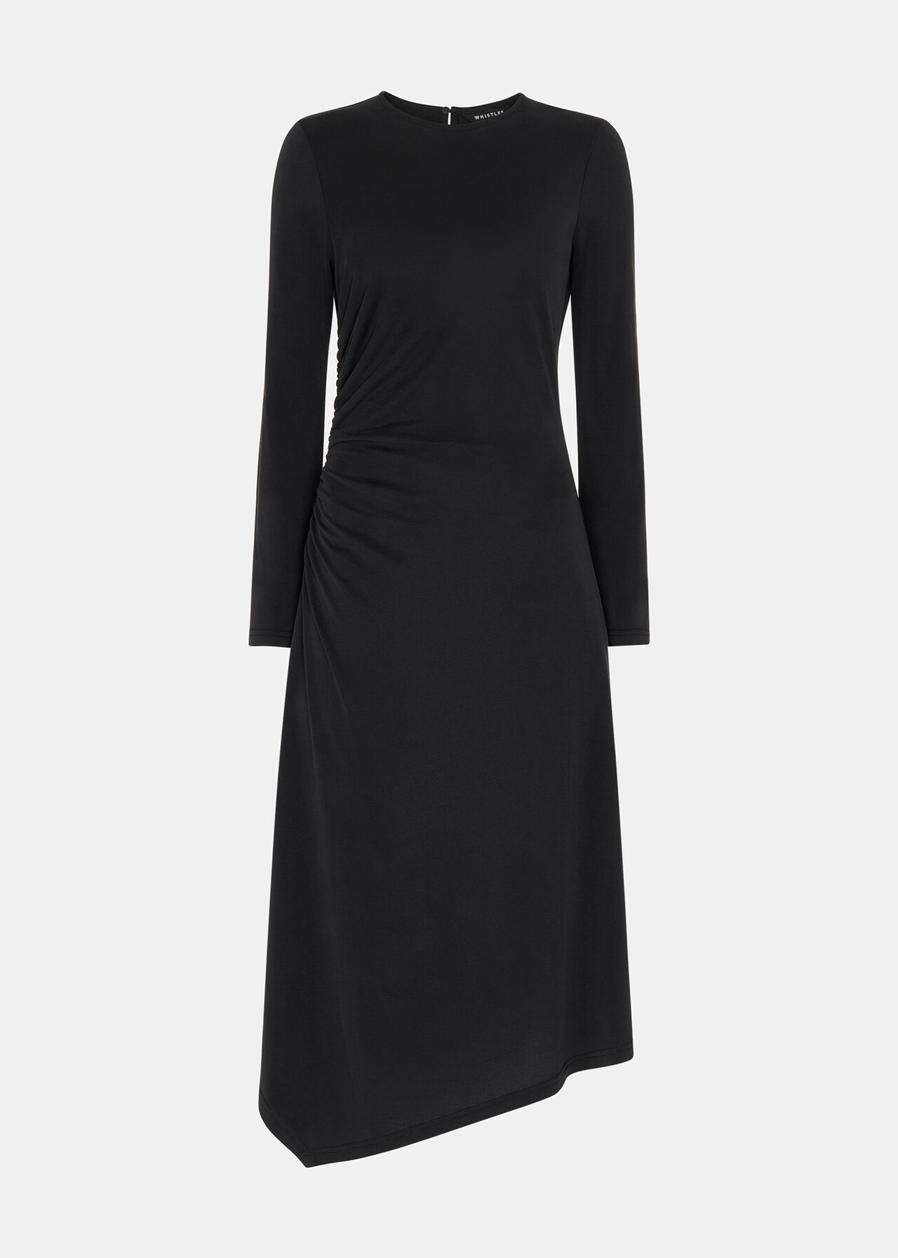 Black Asymmetric Jersey Midi Dress | WHISTLES