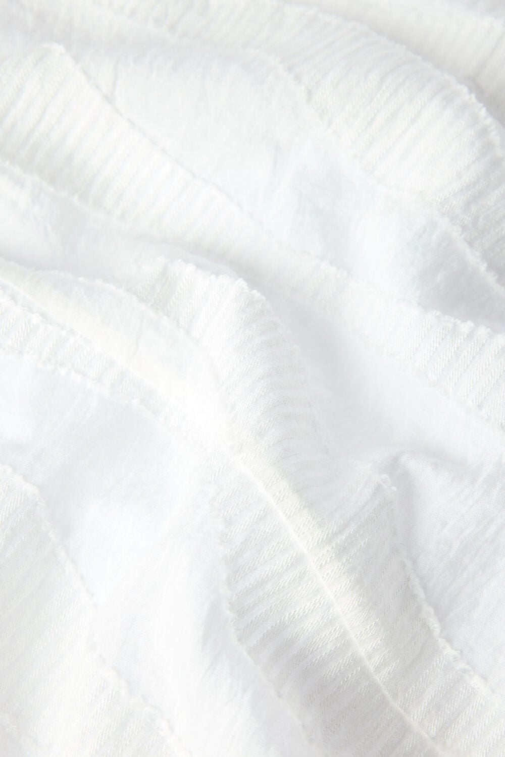 White Textured Drop Waist Midi Dress