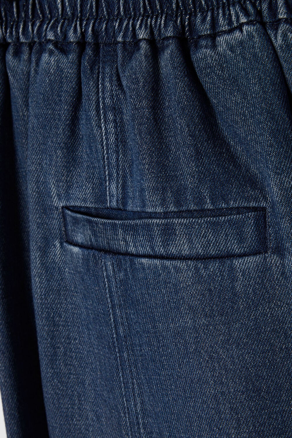 Blue Denim Casual Drawstring Barrel Trouser