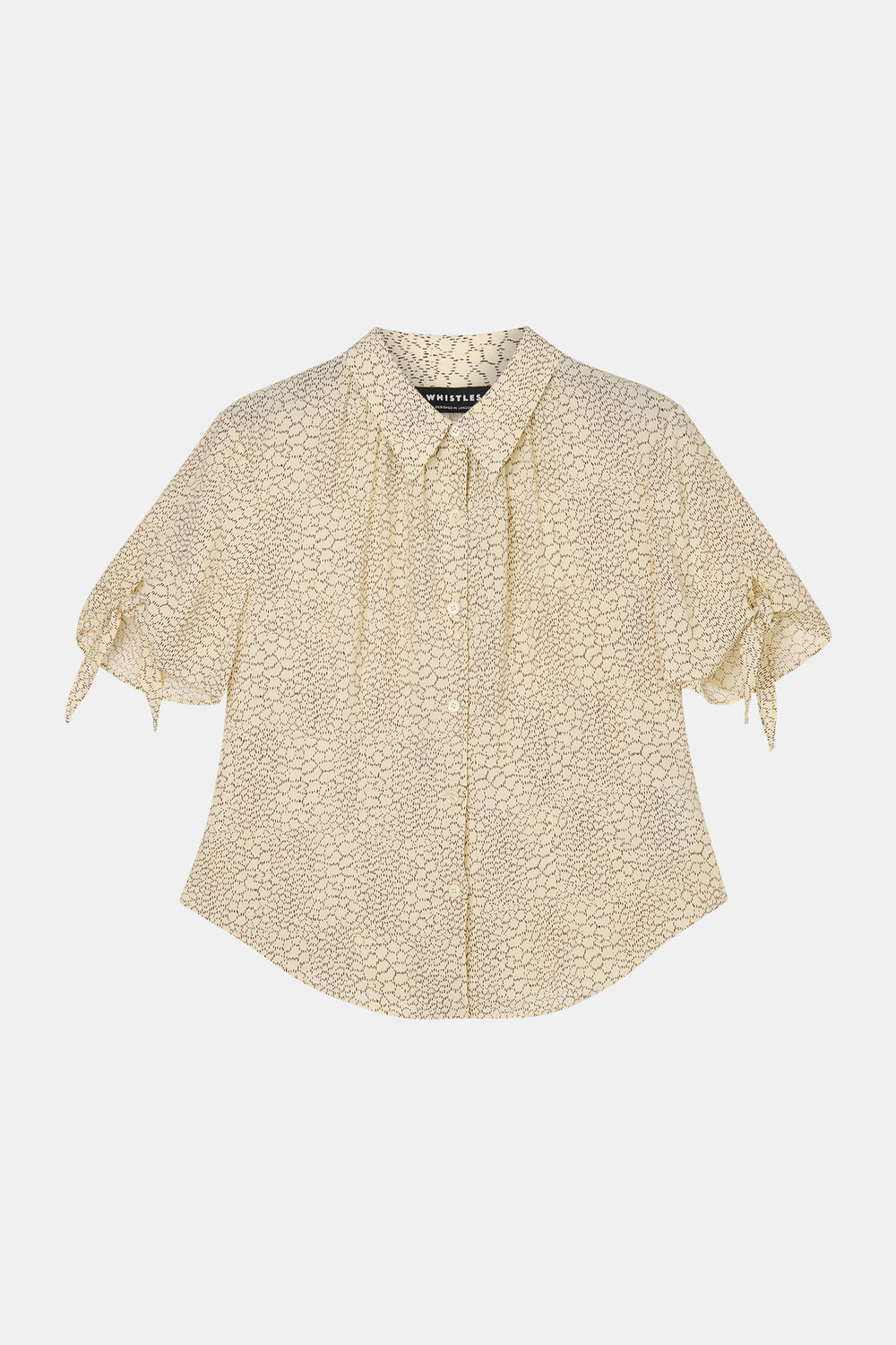 Ivory Dashed Marks Tie Sleeve Shirt