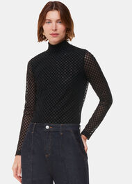 Checked Flocked Mesh Top