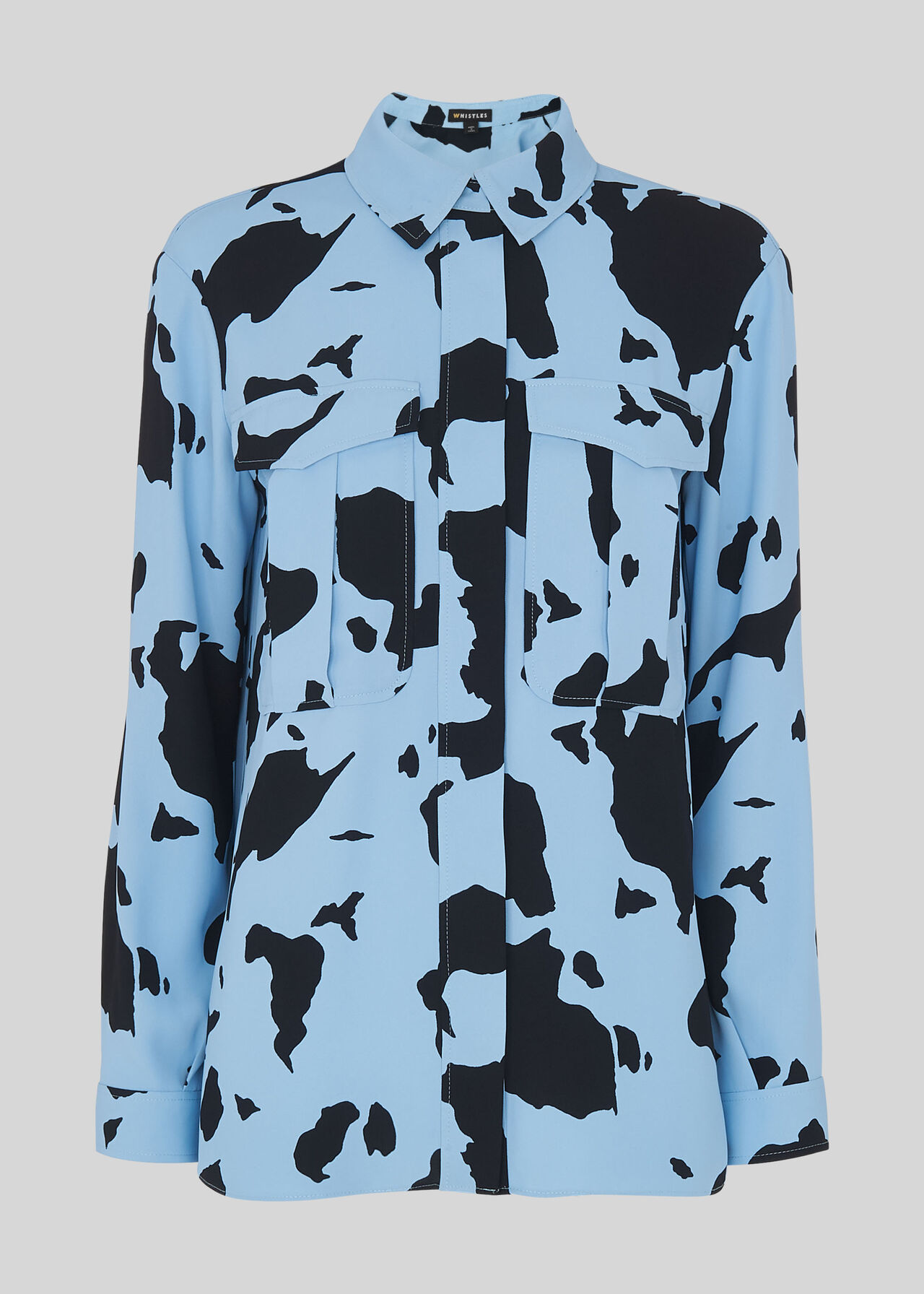 Cow Print Military Shirt Blue/Multi