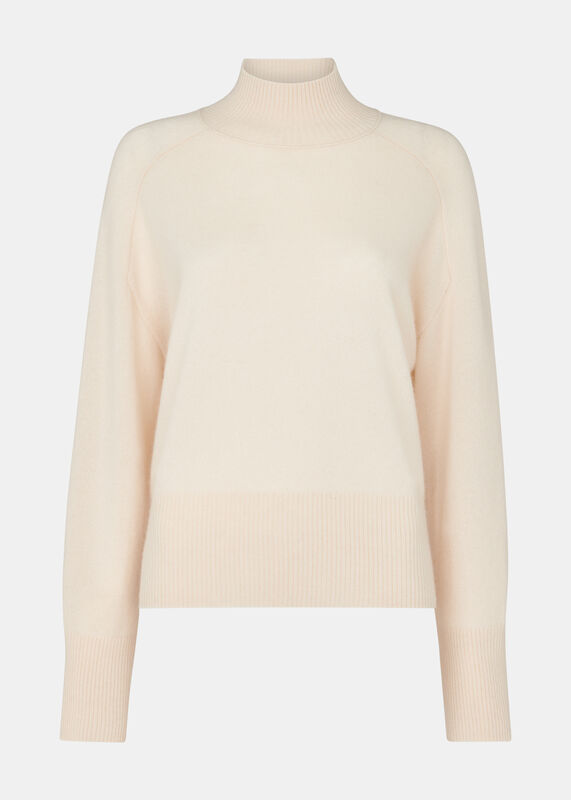 Ivory Cashmere Mock Neck Sweater