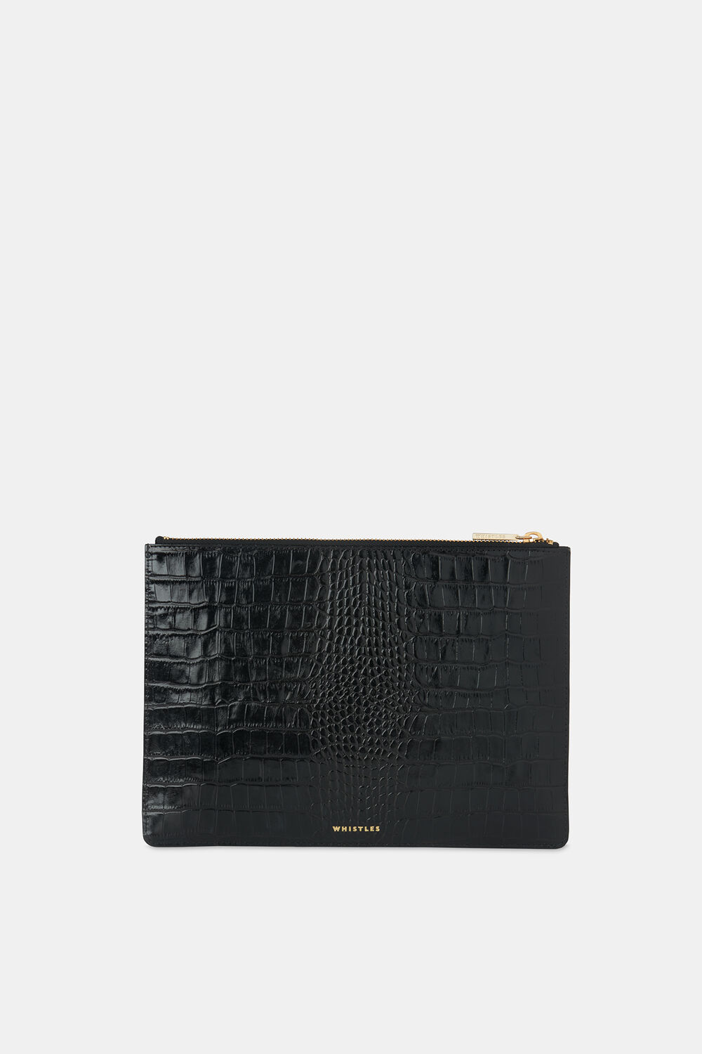 Shiny Croc Medium Clutch Black