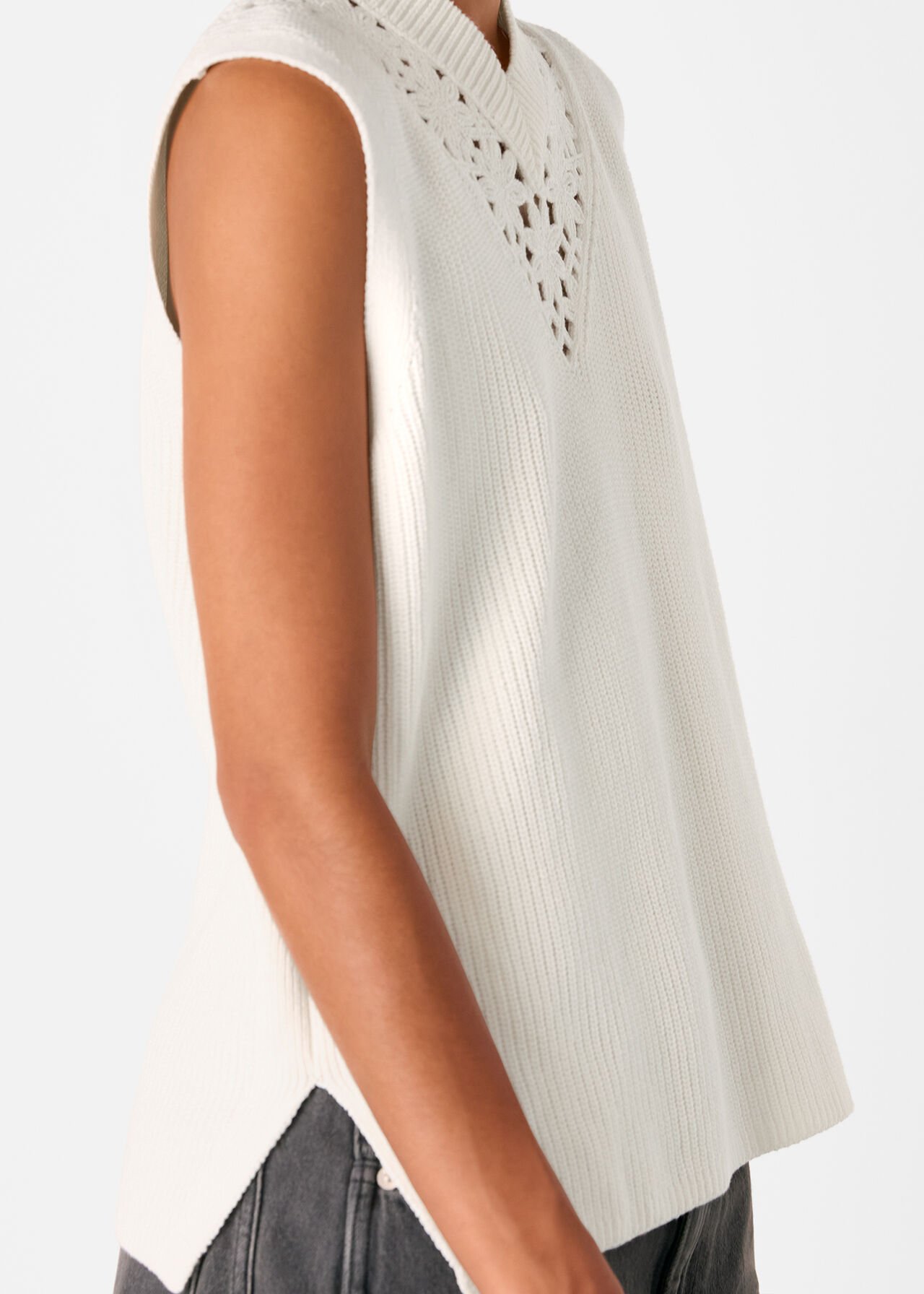 Floral Crochet V Neck Tank