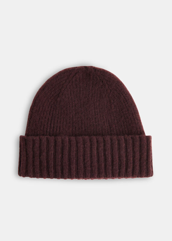 Chocolate Brushed Lambswool Beanie Hat