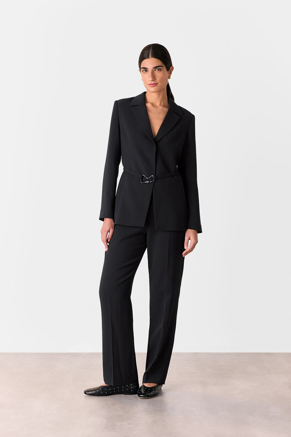 Corinna Belted Crepe Blazer