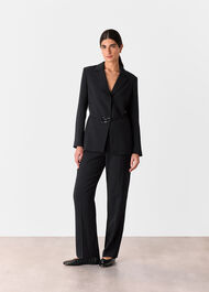 Black Corinna Belted Crepe Coord