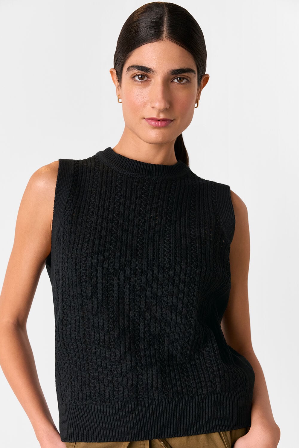 Black Pointelle Knitted Tank