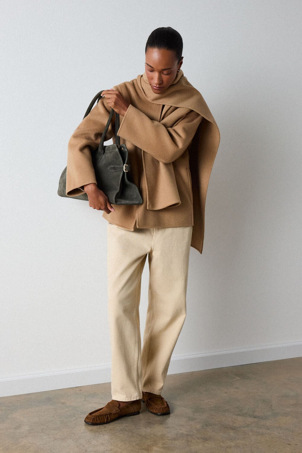Camel Double Faced Scarf Coat