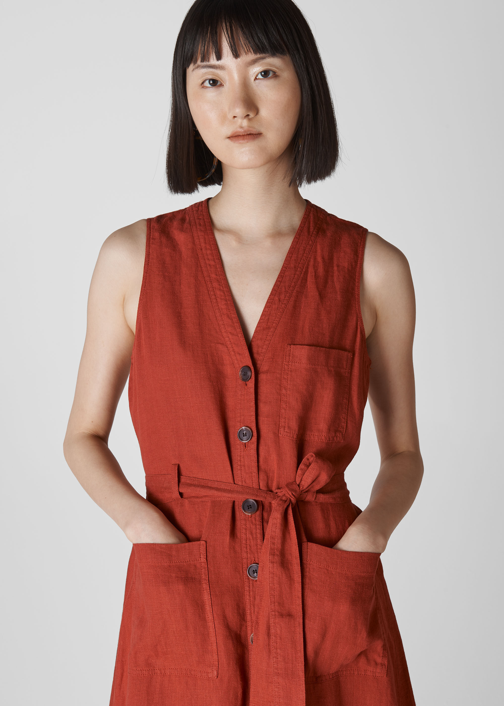 Whistles cody button through dress online