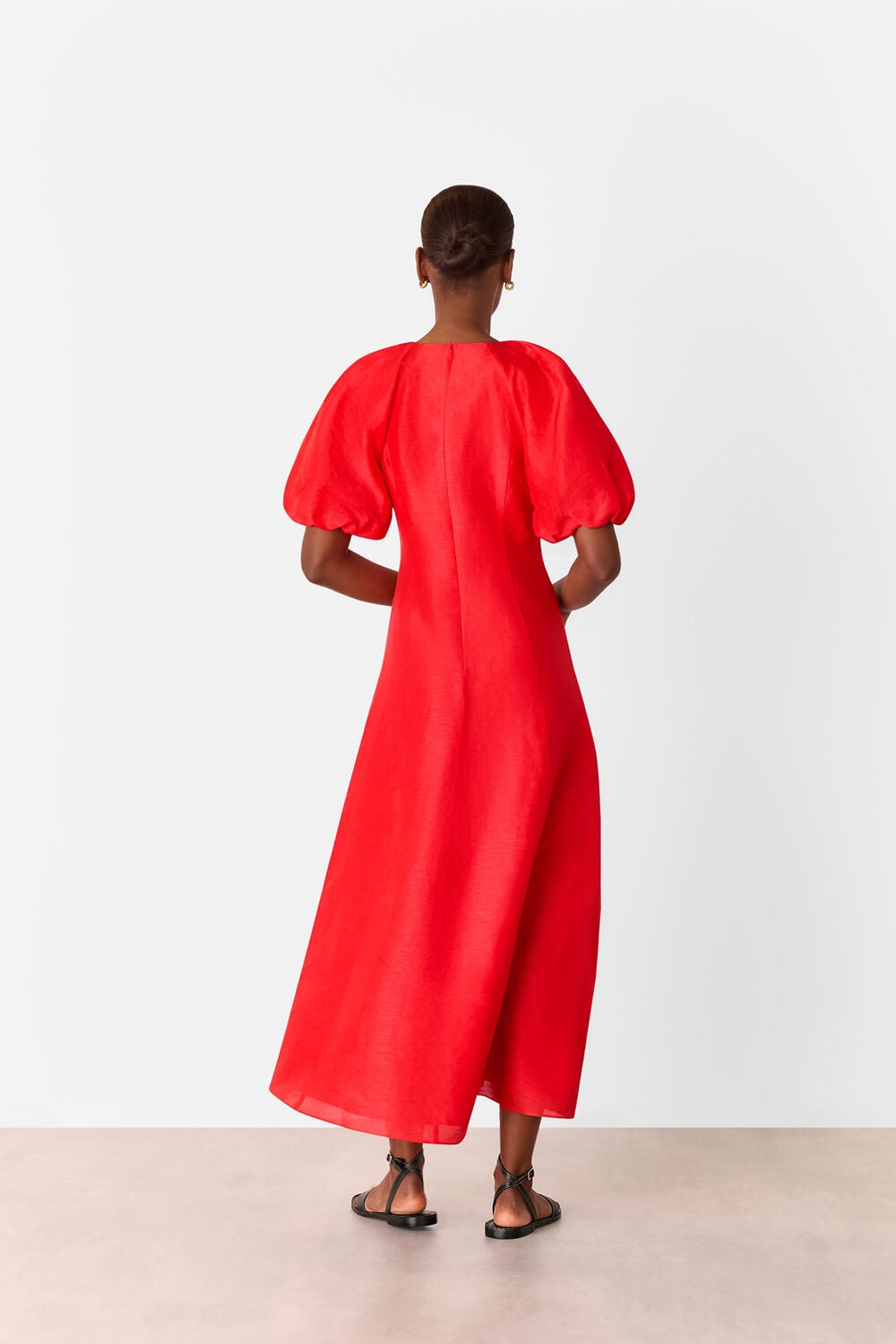 Red Silk Blend Taffeta Maxi Dress