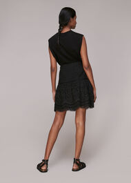 Broderie Flippy Skirt Black