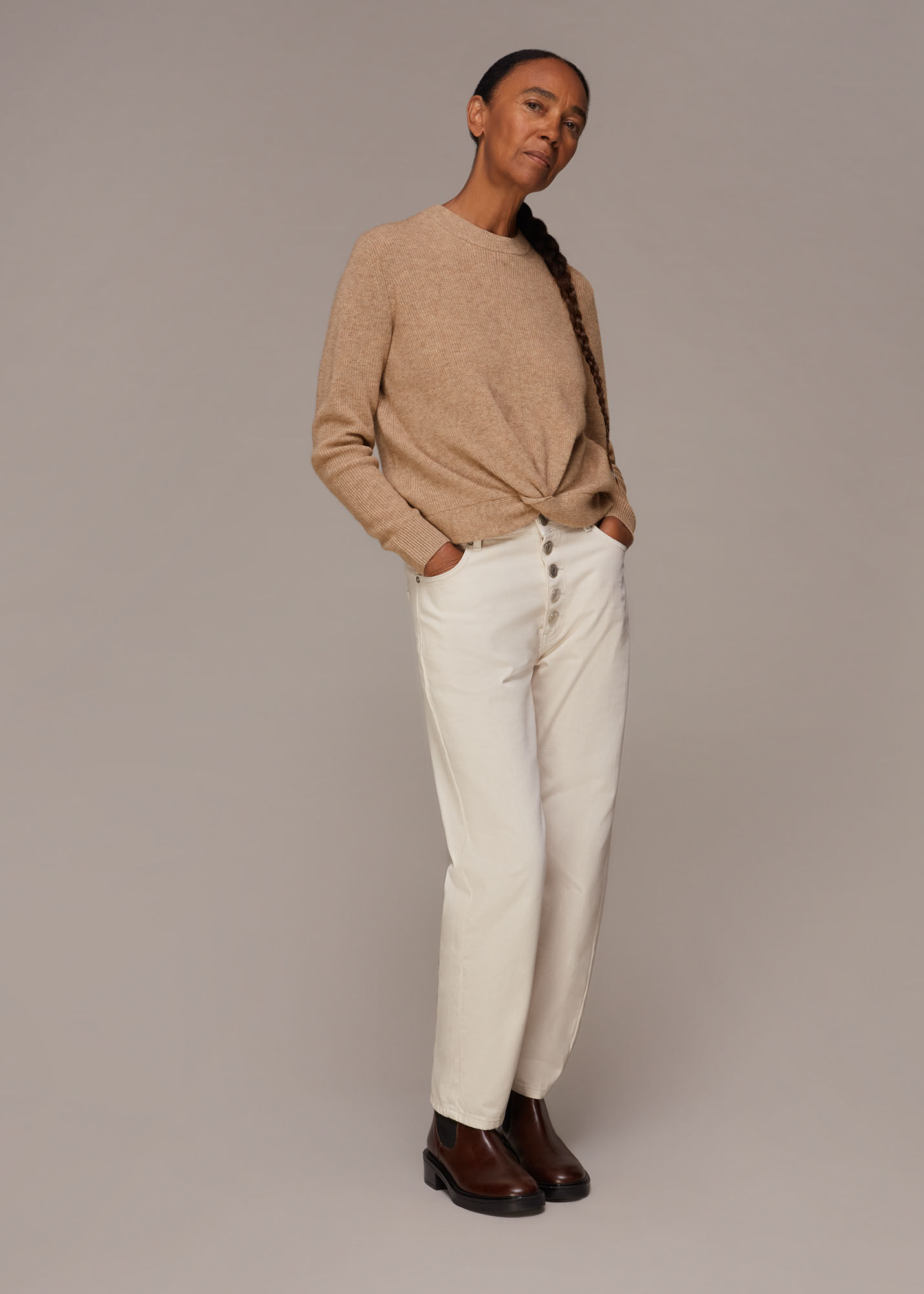 Twist Front Wool Cashmere Knit