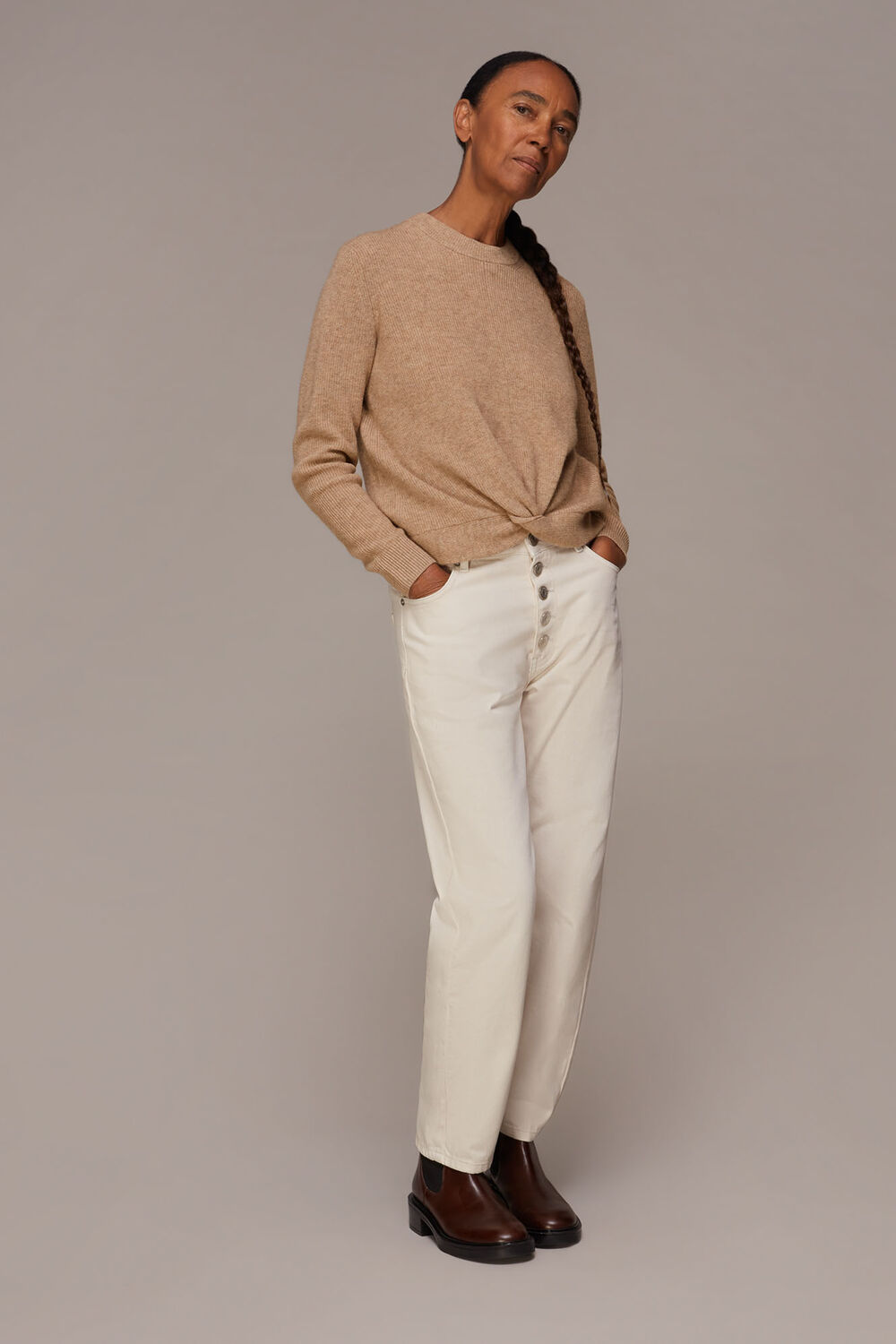 Twist Front Wool Cashmere Knit