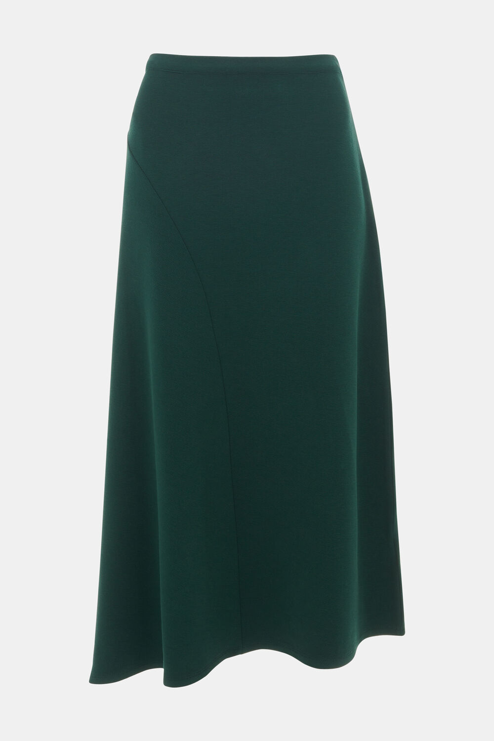Forest Green Ottoman Rib Curved Hem Skirt