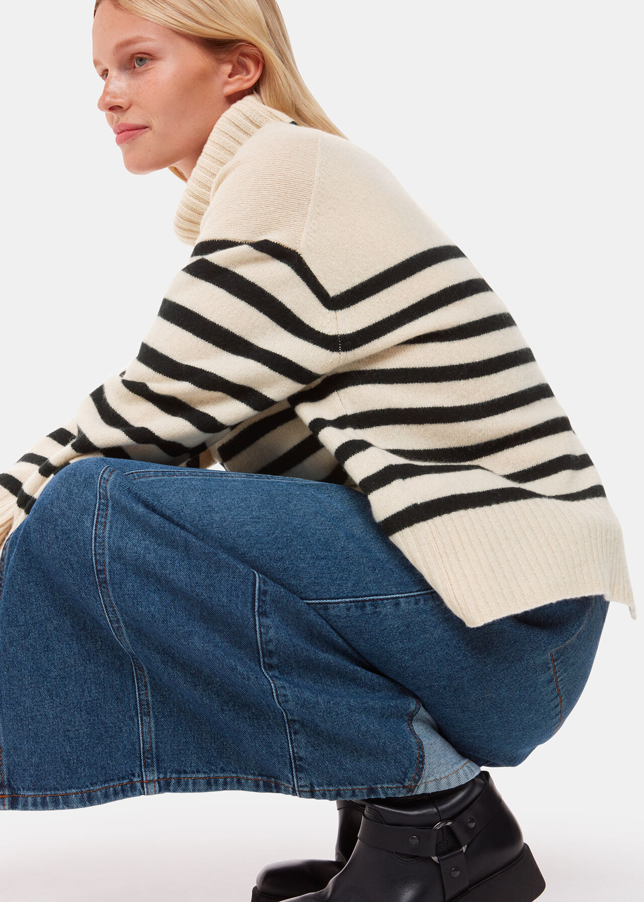 Stripe Wool Roll Neck