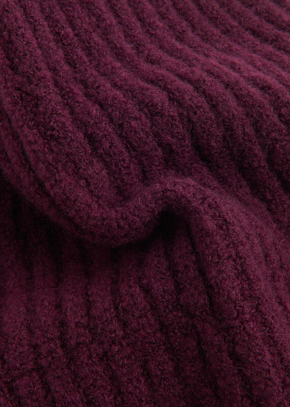 Burgundy Wool Mix Rib Beanie