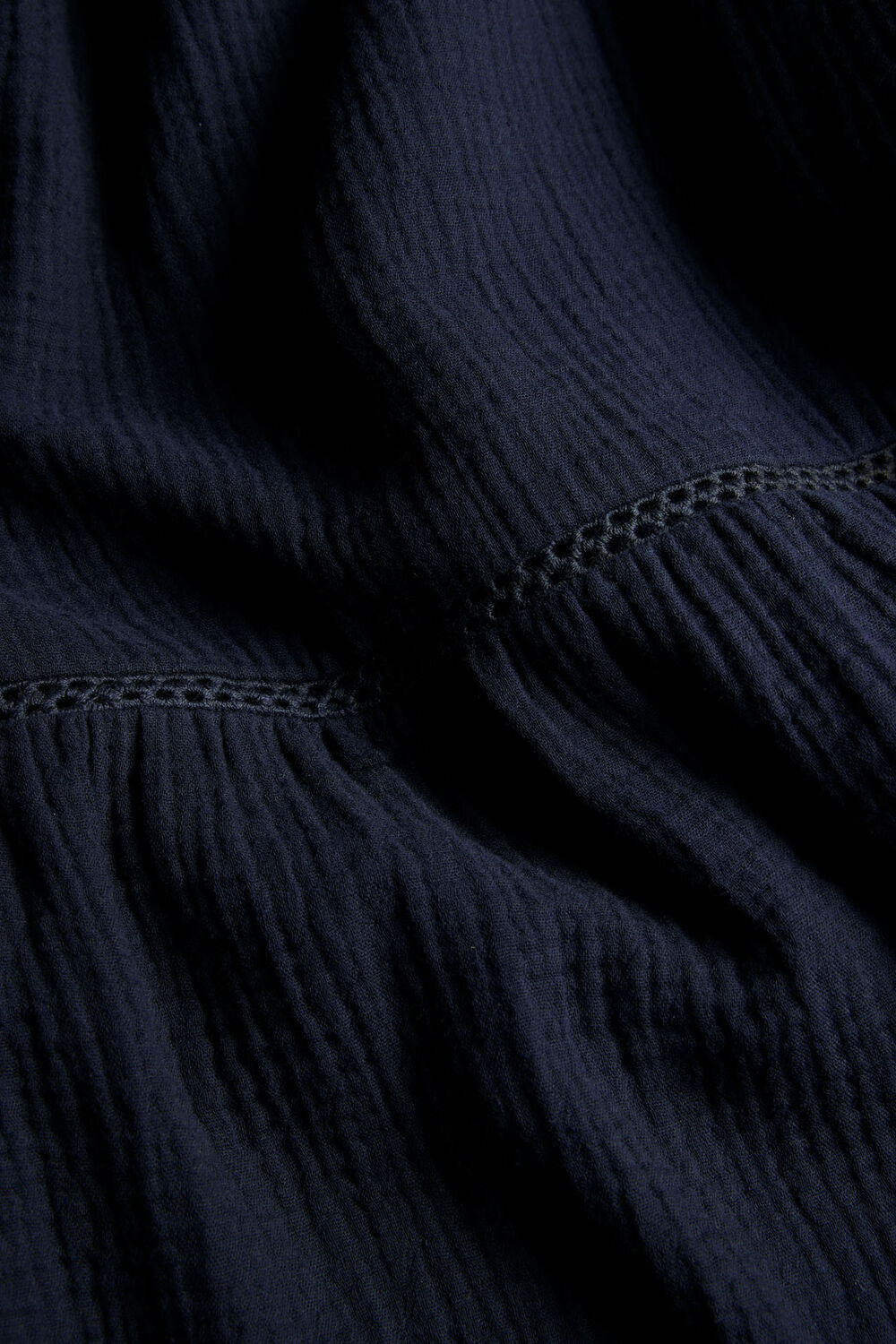 Navy Petite V Neck Textured Midi Dress