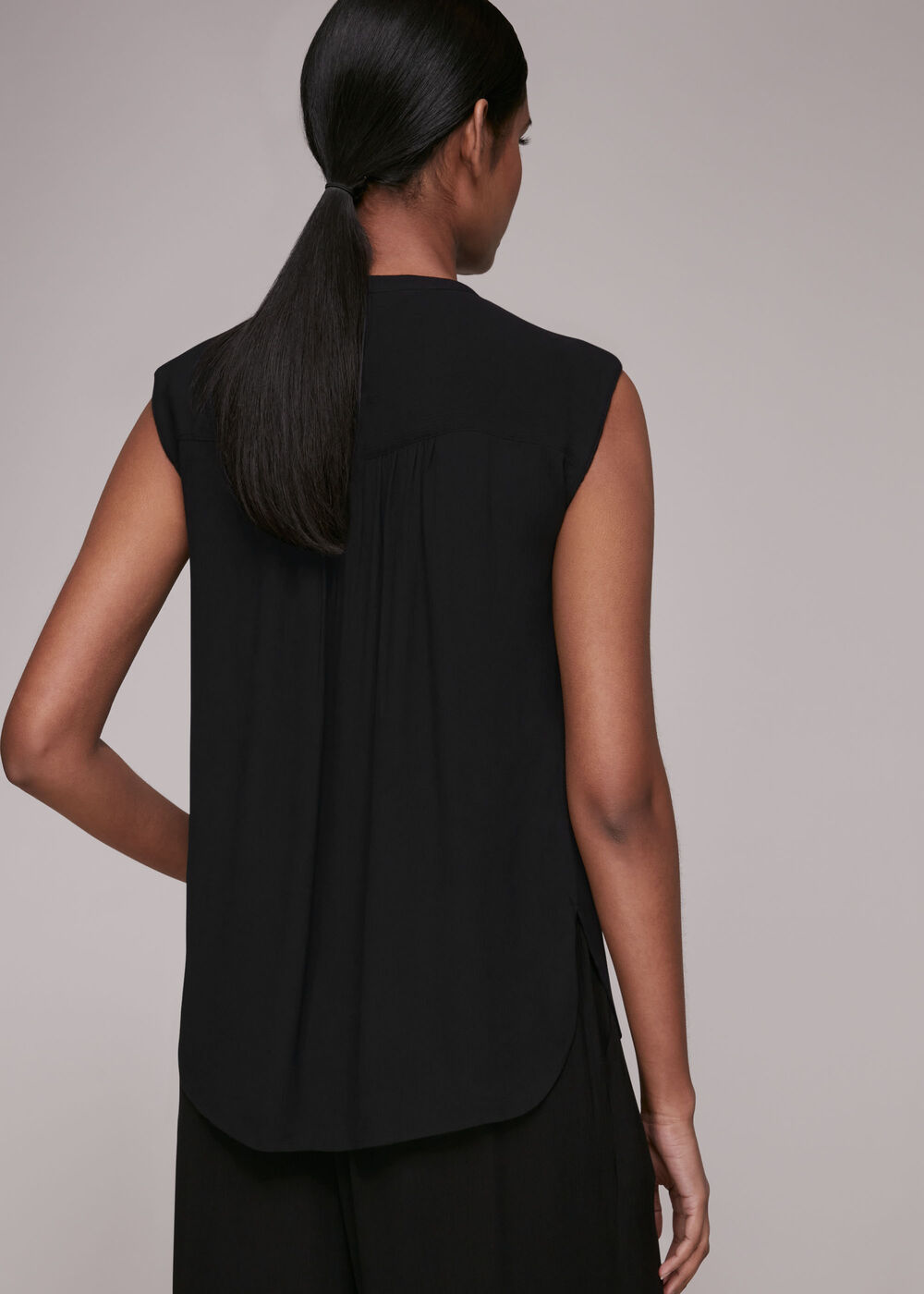 Crinkle Button Front Tank Top