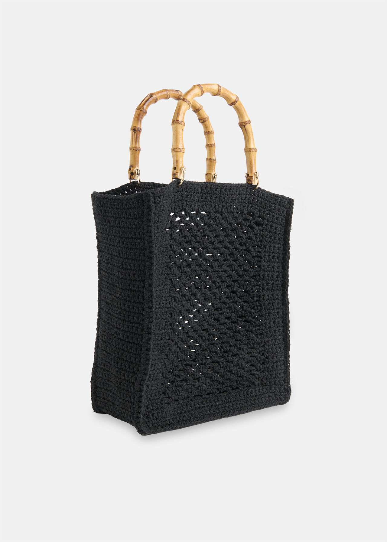Bamboo Handle Crochet Bag