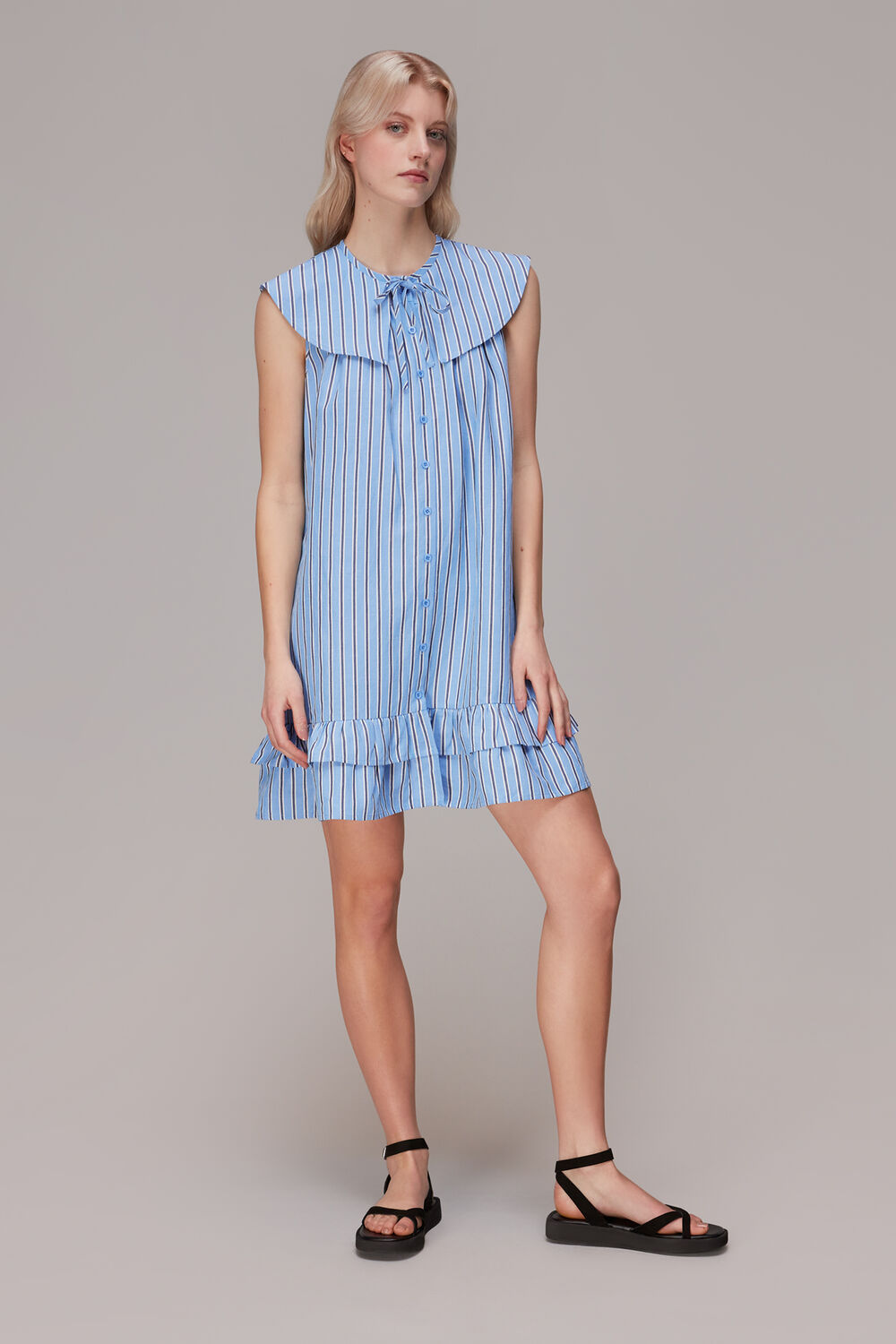 Stripe Collar Trapeze Dress