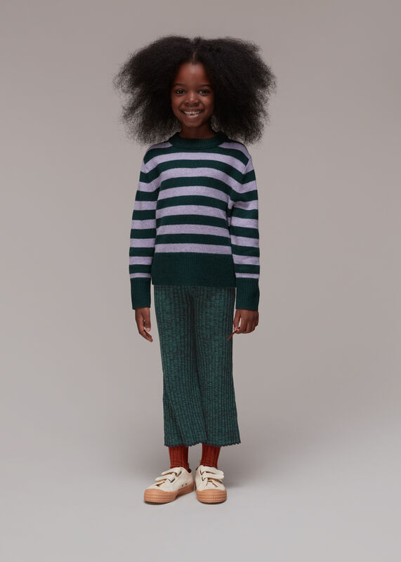 Green Rib Knit Marl Flare
