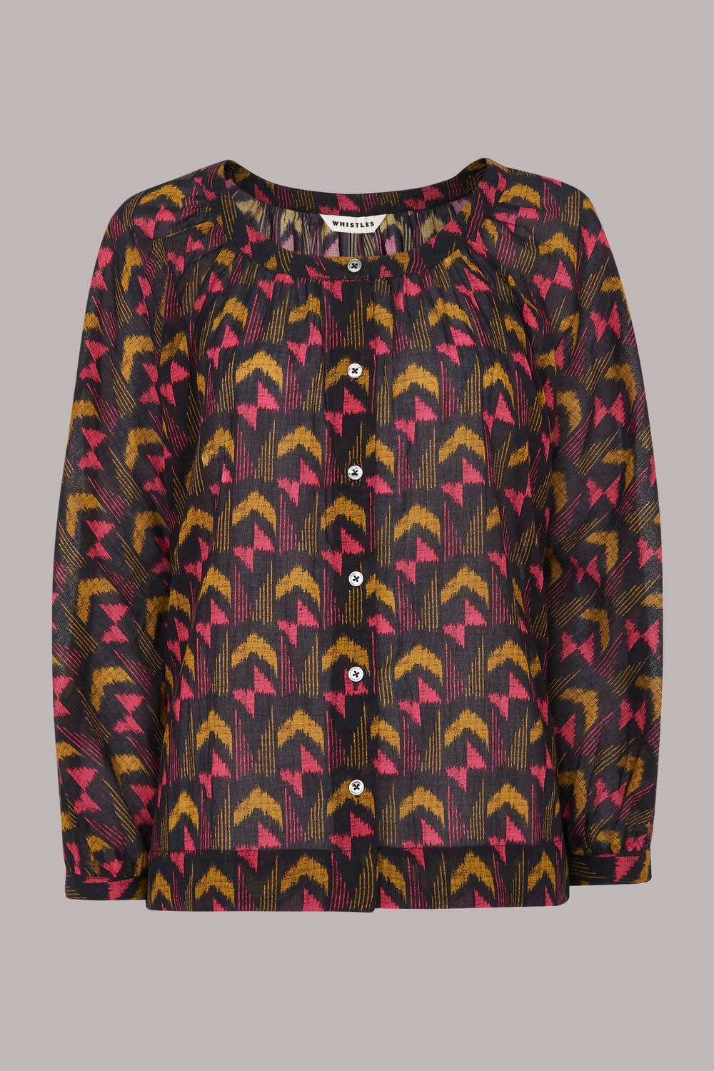 Geometric Ikat Voile Blouse Multicolour