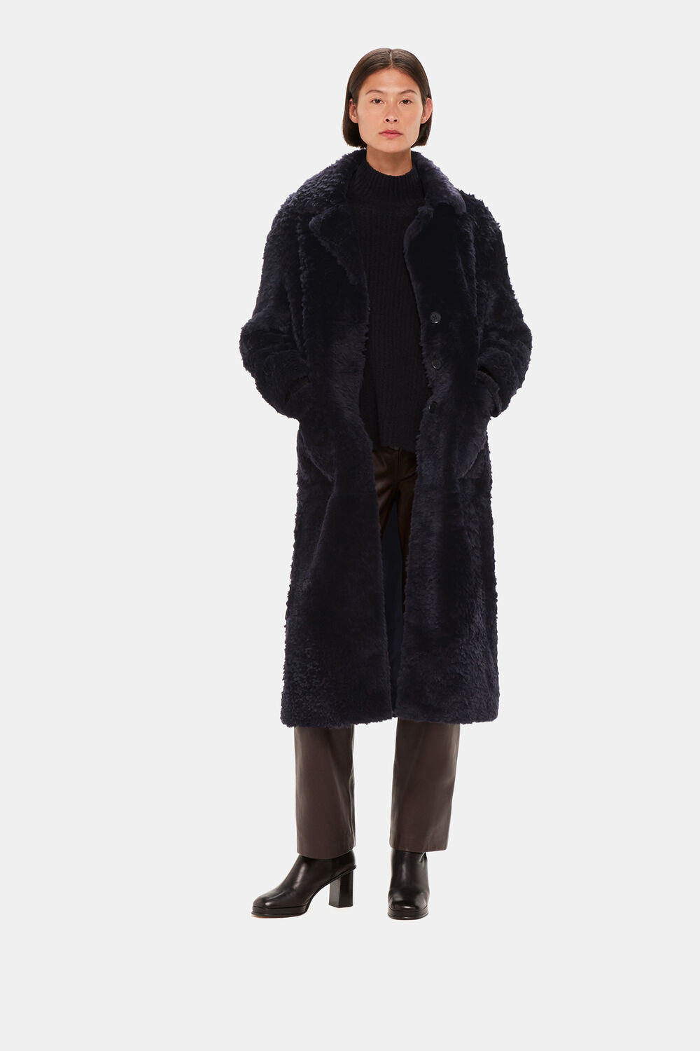 Navy Camille Shearling Coat