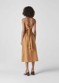 Milana Tie Back Linen Dress Toffee