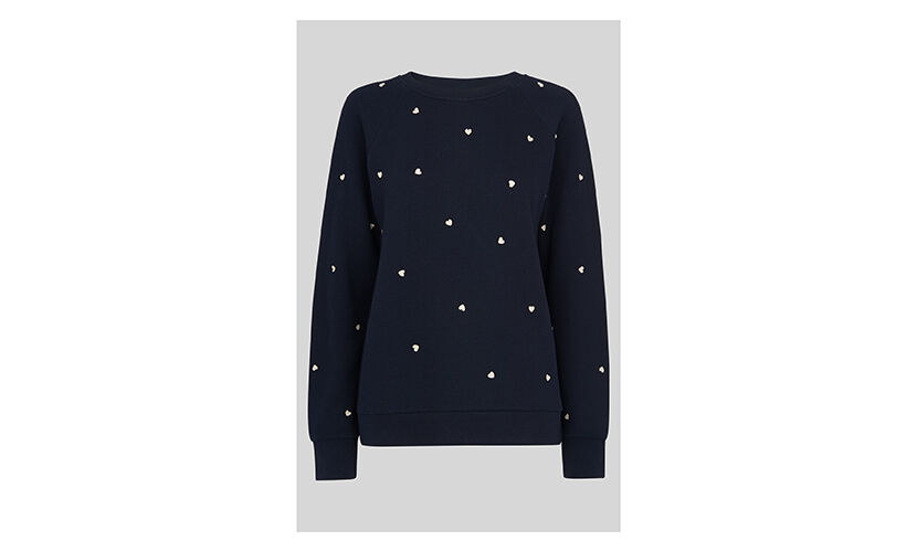 Navy Heart Embroidered Sweatshirt WHISTLES