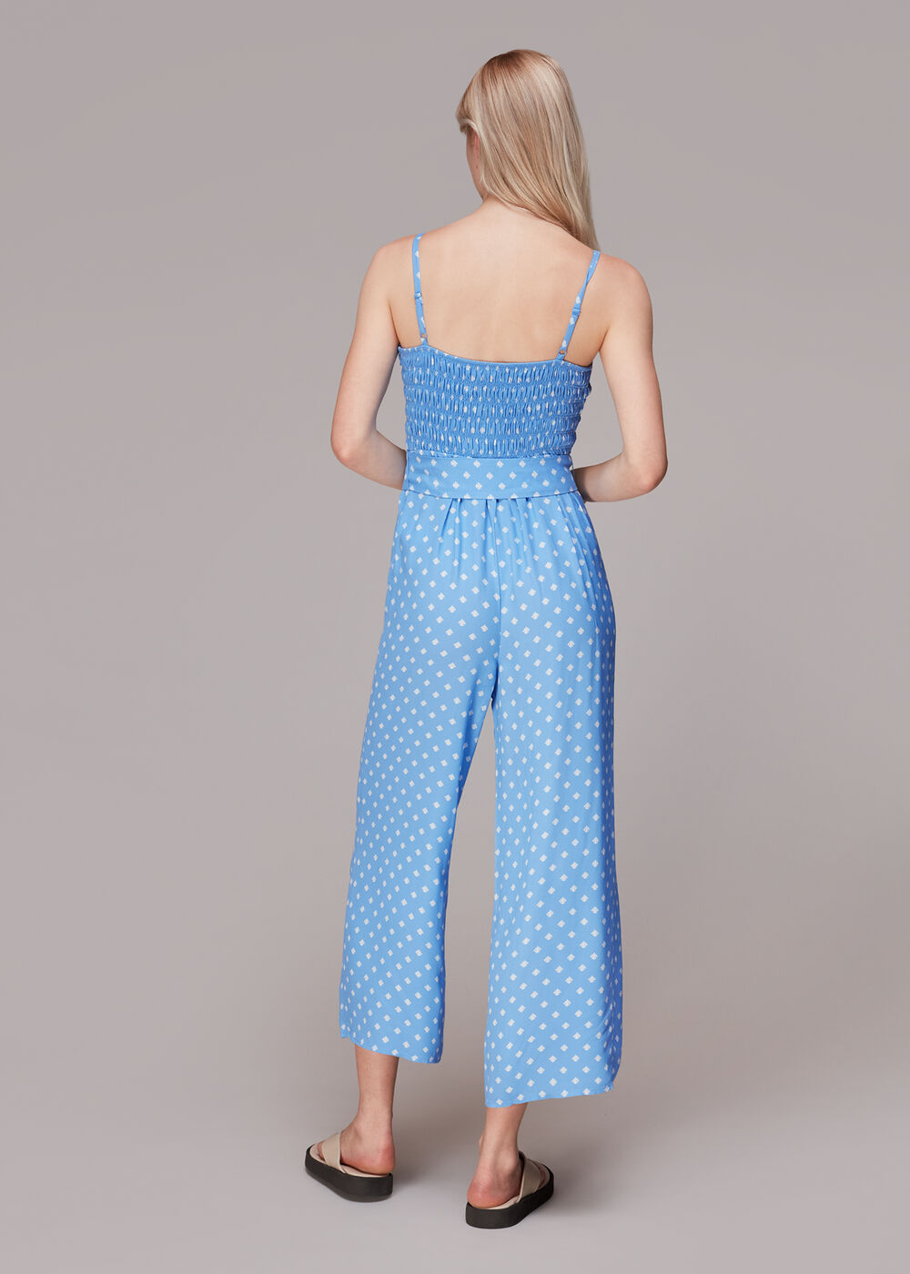 Rounded Leaf Shirred Jumpsuit