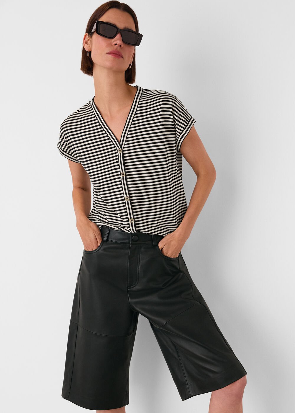 Jilly Stripe Button Top