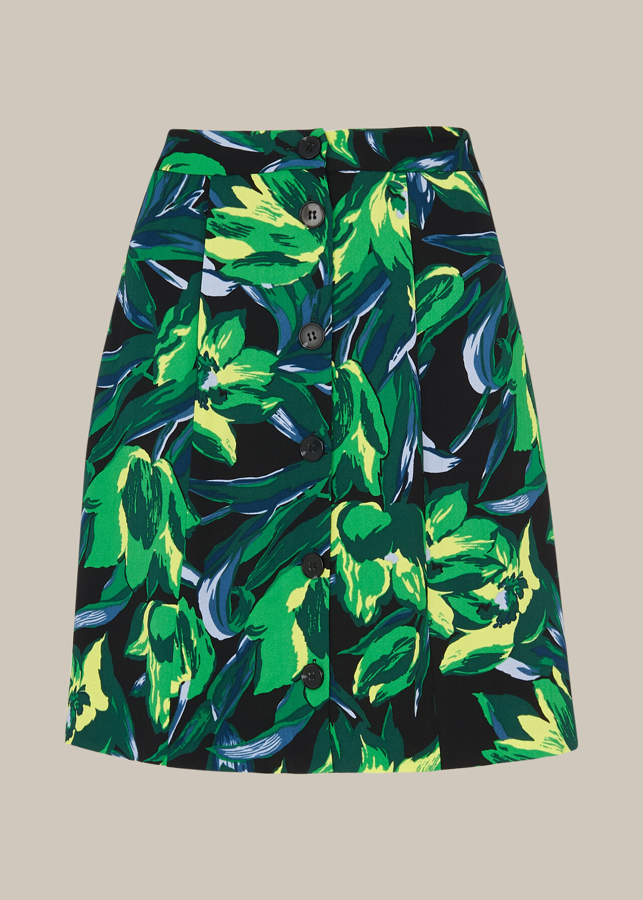 Tulip Print Button Skirt Multicolour