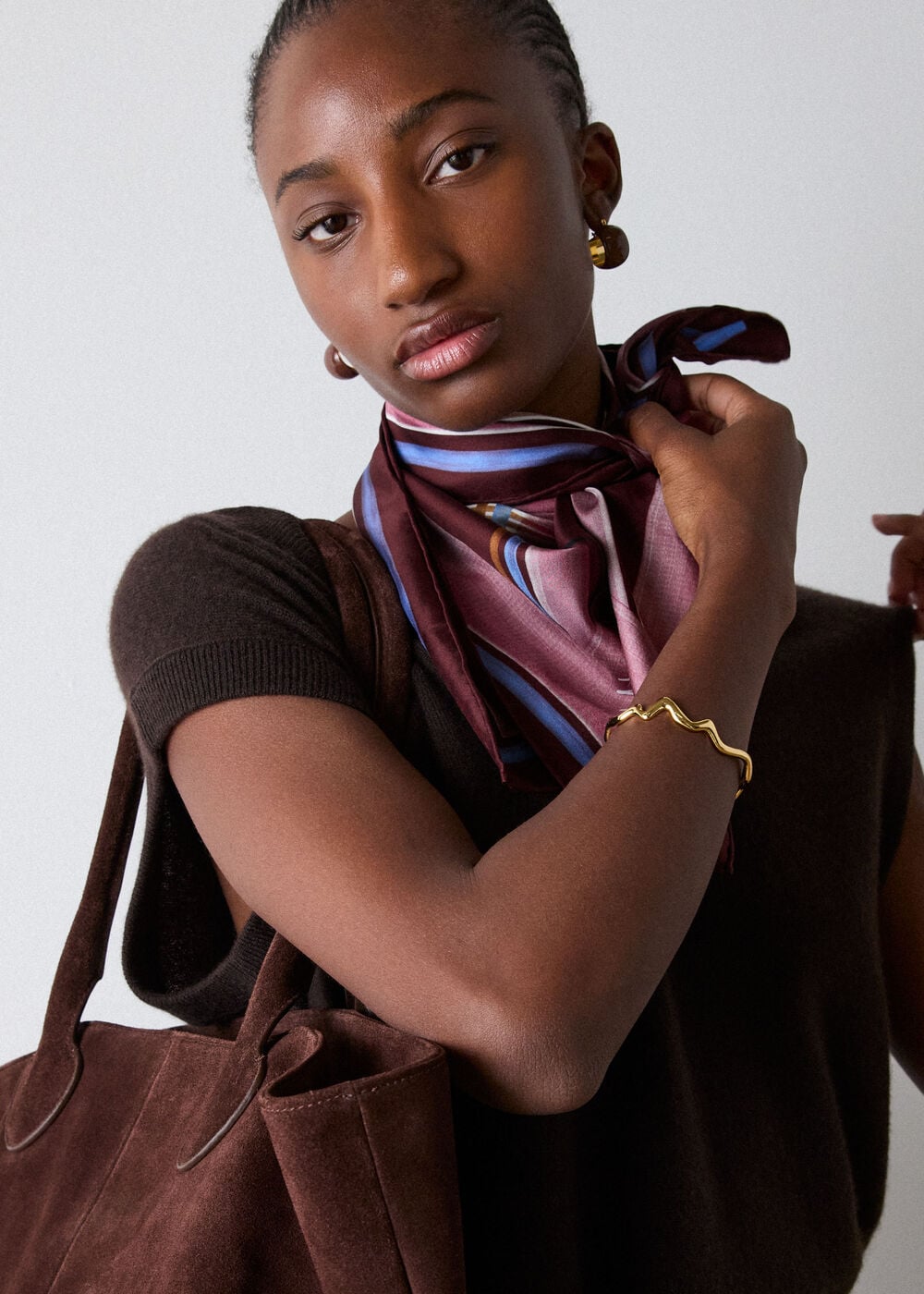 Brown Limited Square Silk Scarf
