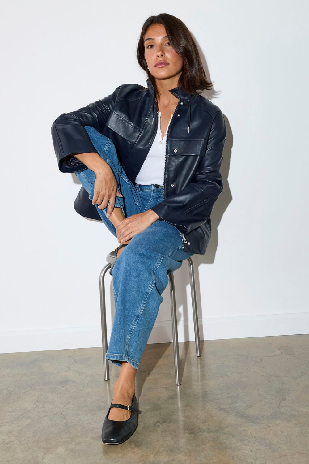 Denim Stretch Barrel Leg Jean