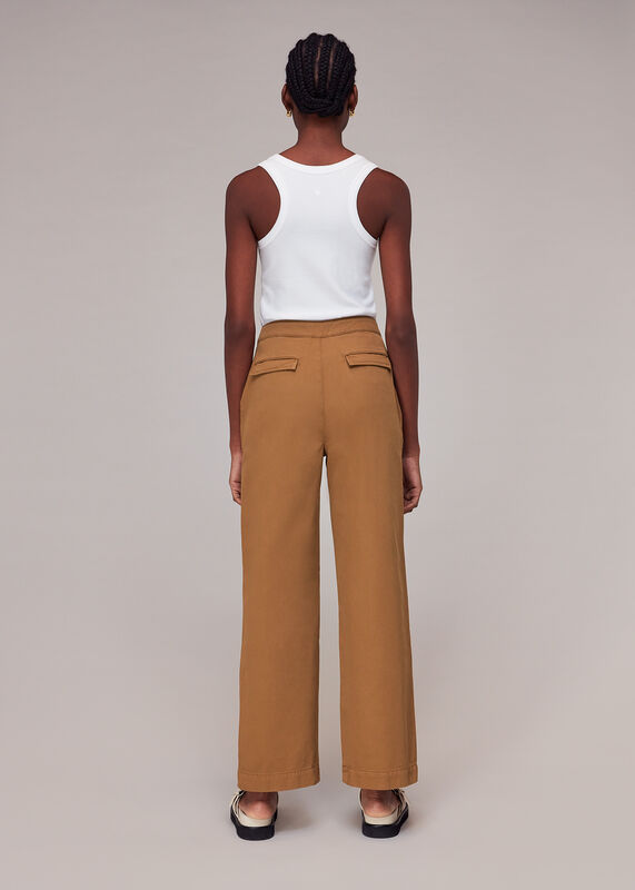 Neutral Emily Button Front Trousers