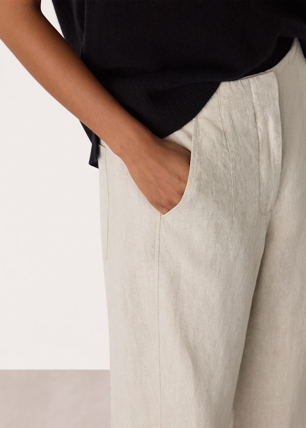 Petite Linen Barrel Trouser