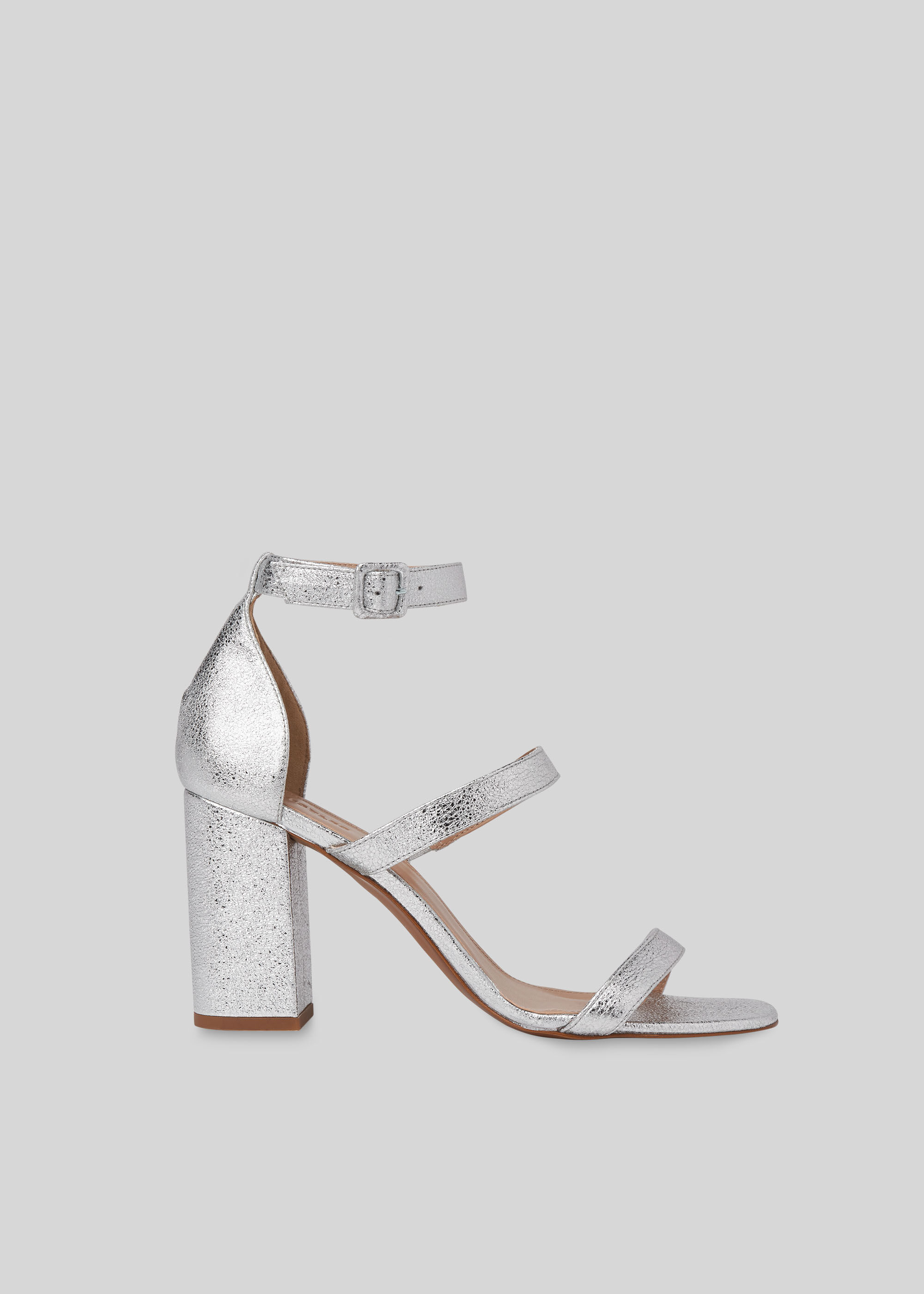 silver square heel sandals