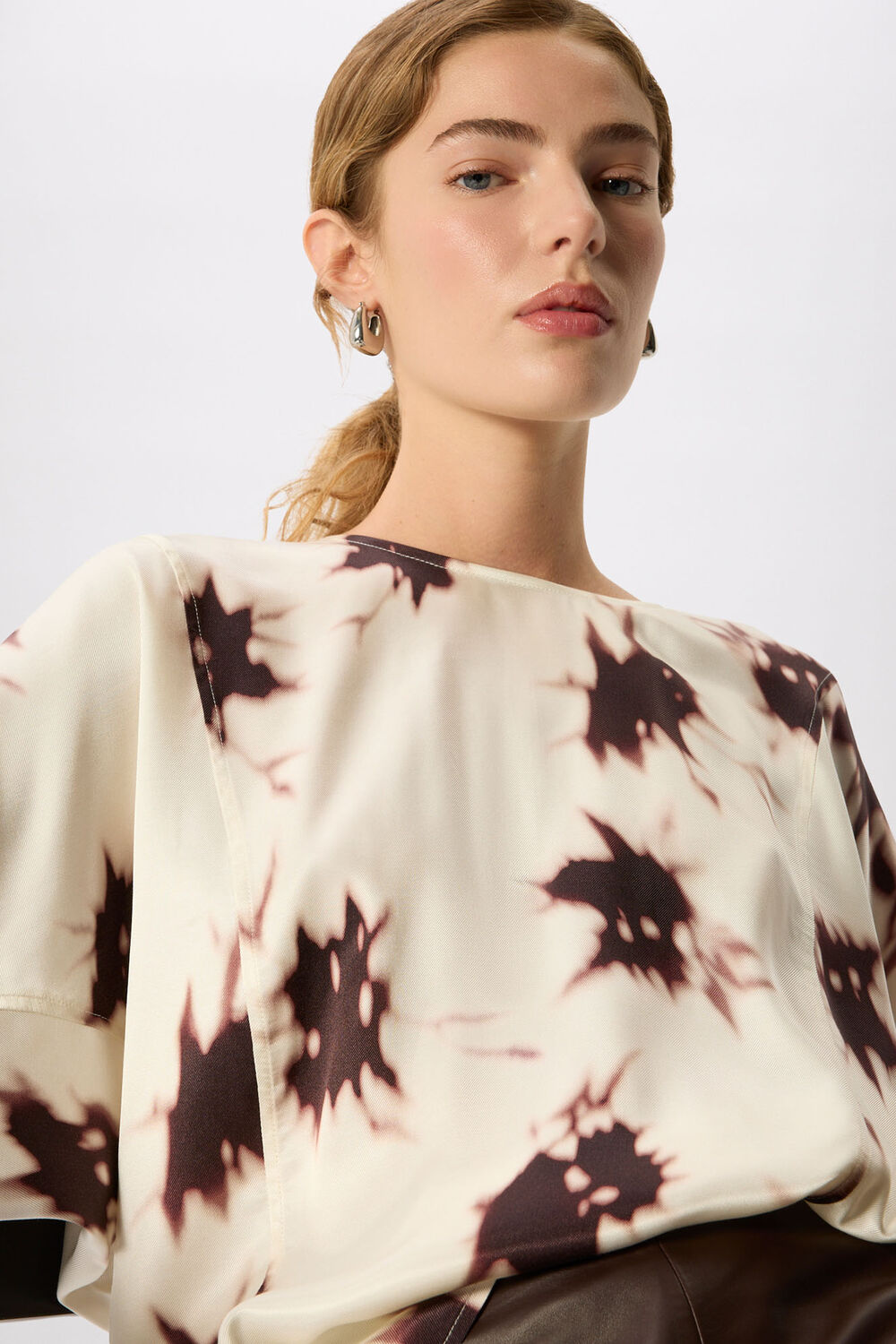 Ivory Shadow Floral Viscose Blouse