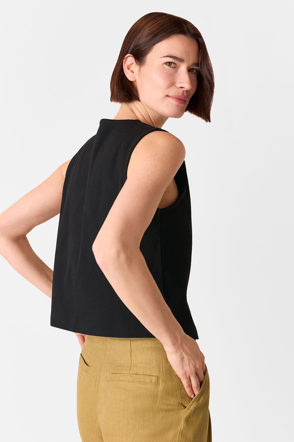 Black Button Rib Tank