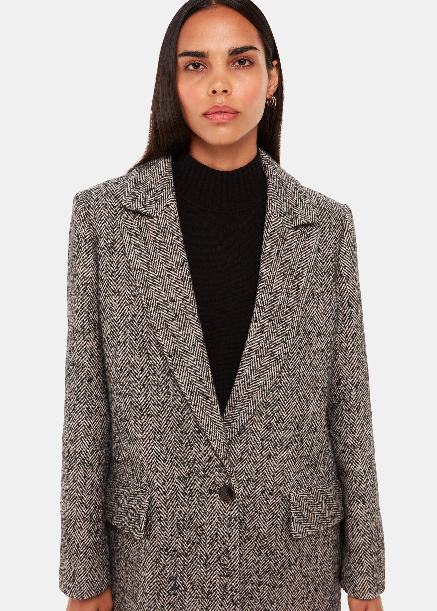 Ladies cheap herringbone coat