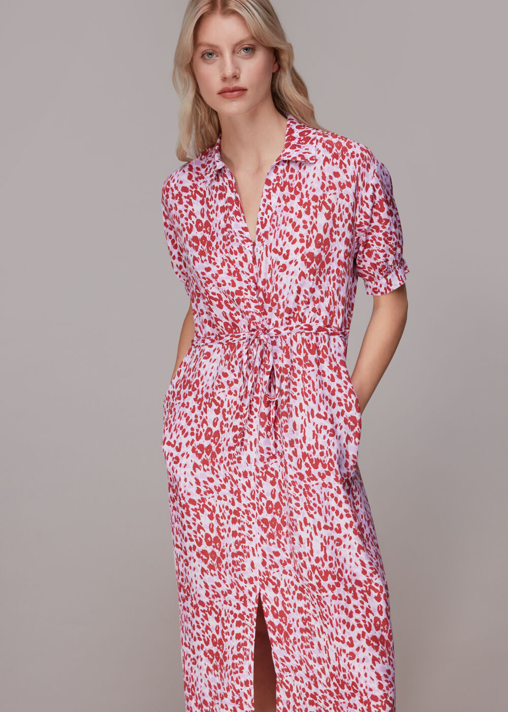Pink Summer Cheetah Midi Dress
