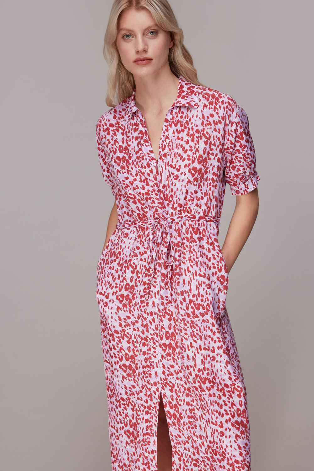 Pink Summer Cheetah Midi Dress