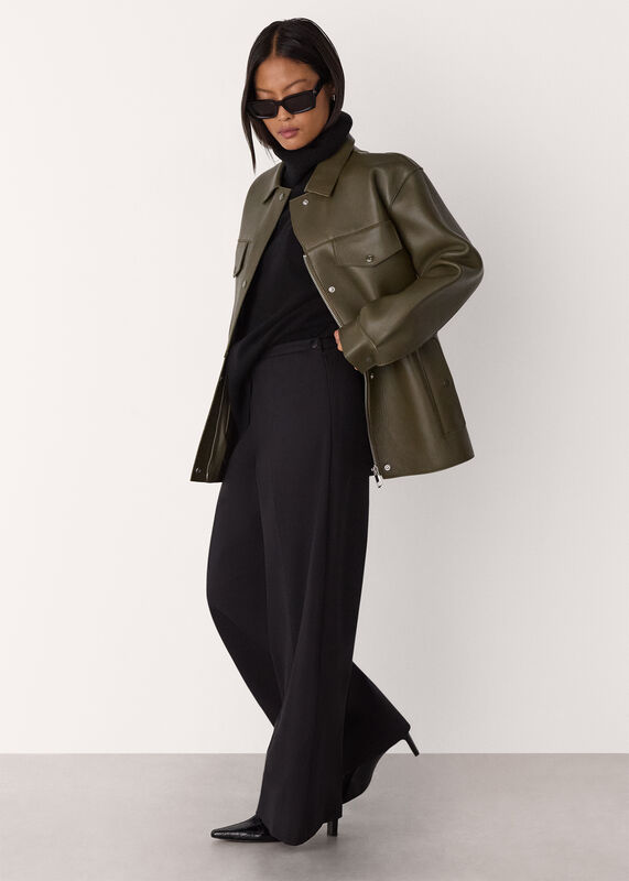 Black Petite Ponte Wide Leg Trouser