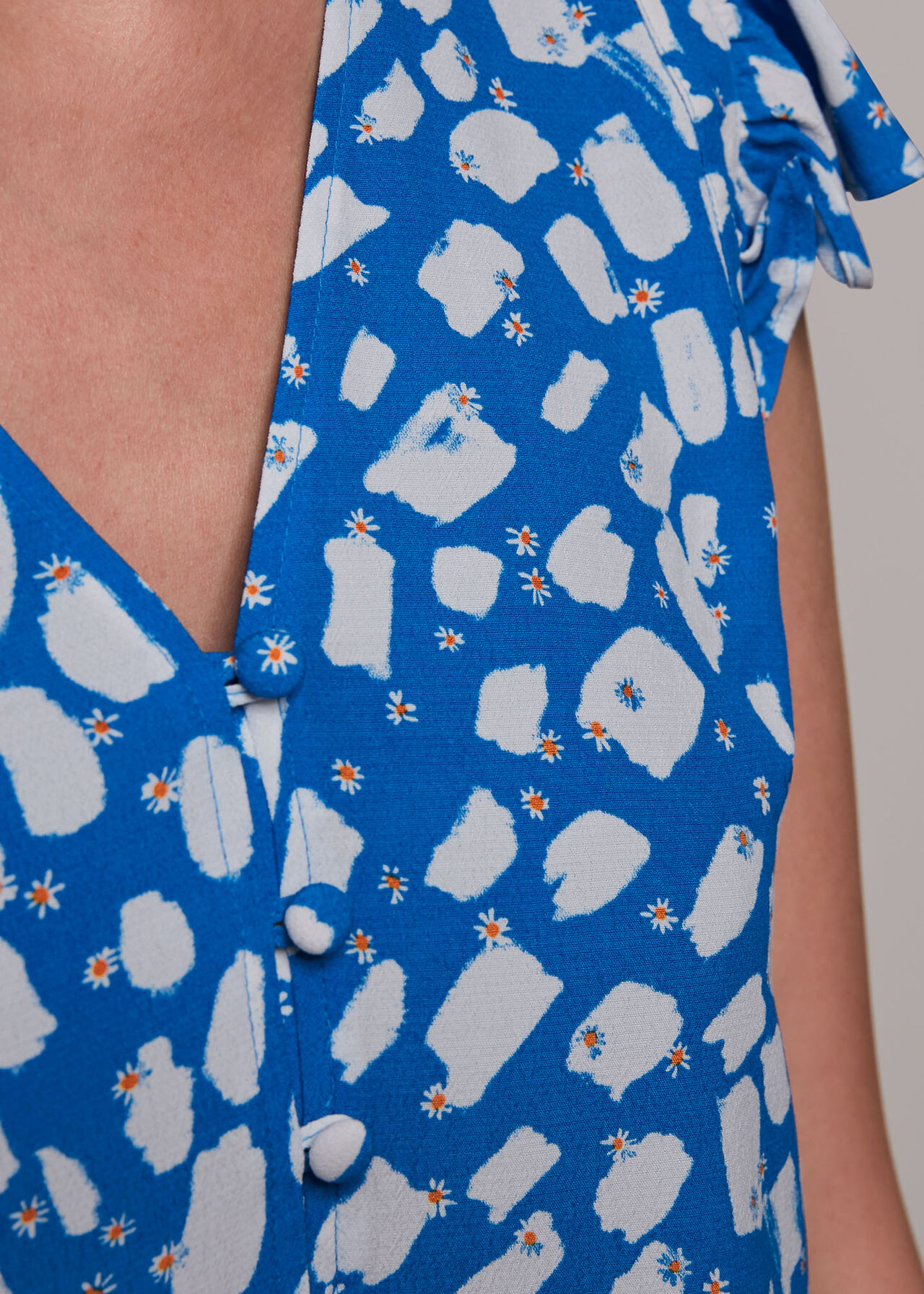 Blue/Multi Daisy Print Poplin Dress, WHISTLES