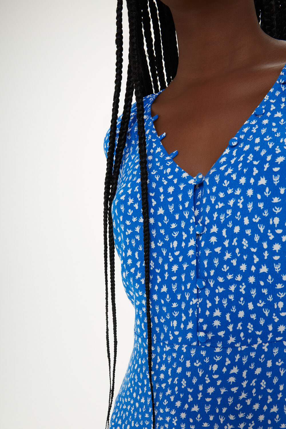 Micro Cactus Print Midi Dress